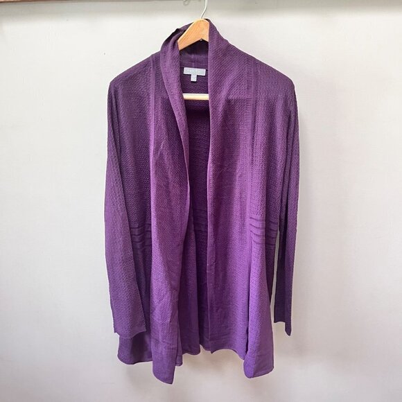 Habitat Clothes to Live In Sweaters - Habitat Clothes to Live In Open Front Purple Cardigan Knit Long Line Sweater- Si